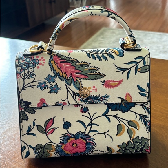 Tory Burch Handbags - Leather Tory Burch Small Top Handle Parker Floral Bag